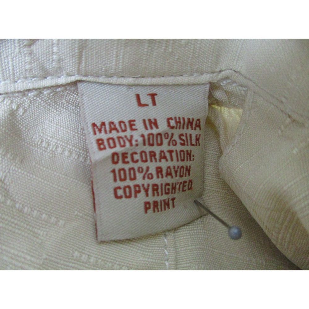 Tommy Bahama Shirt Mens Large Beige S/S Silk Embroidered Spring Training MLB L - Picture 7 of 10